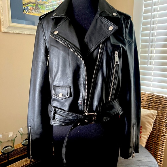 Women’s Luxe LTH JKT Handmade Best Seller Black Leather Biker Jacket (Large) - Picture 5 of 15